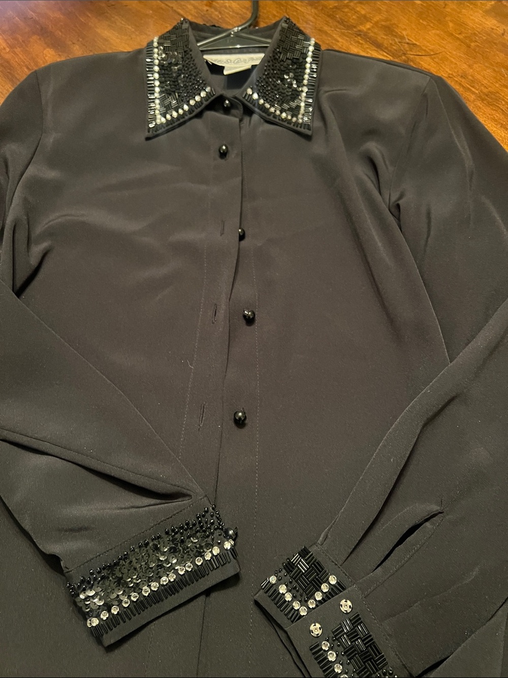 Vintage beaded Black Beaded blouse s